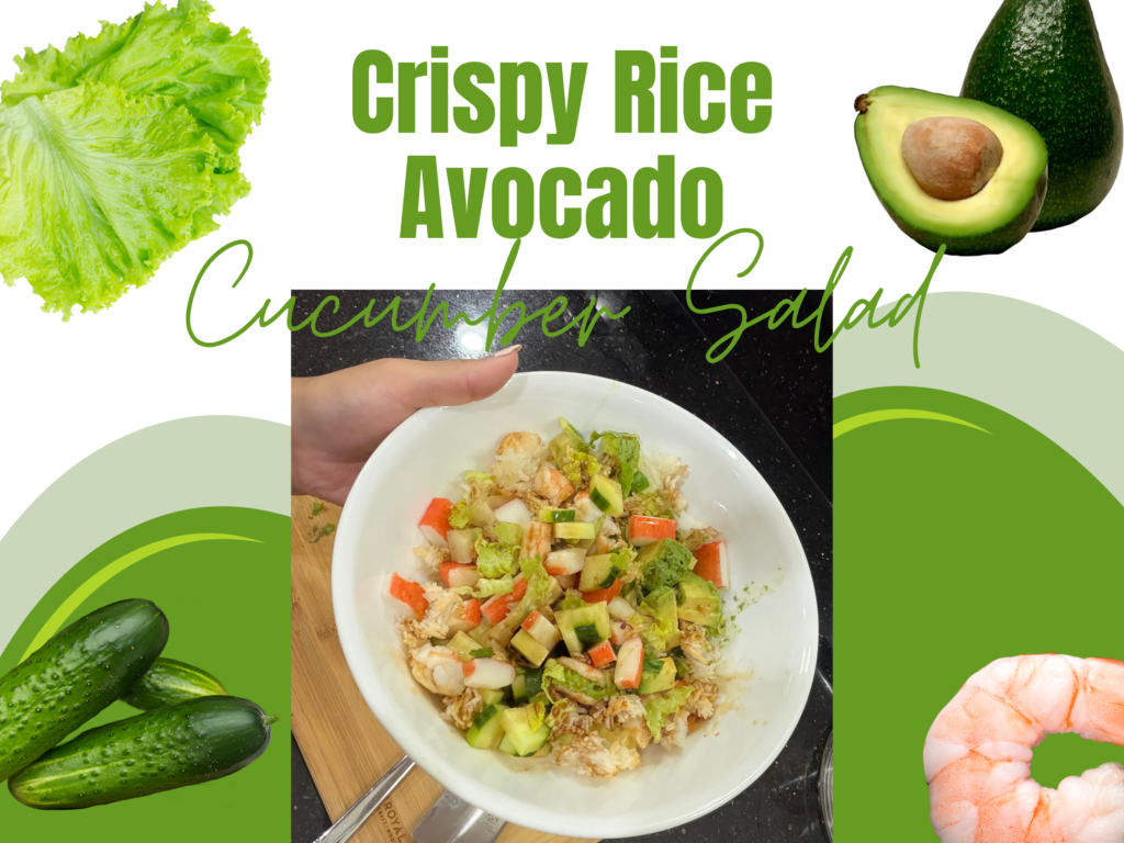 Crispy Rice Avocado Cucumber Salad Bowl (Easy Mom Lunch Recipe)